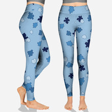 Load image into Gallery viewer, Personalized Autism Awareness Hoodie & Leggings Set for Mom & Daughter - Blue Puzzle Design
