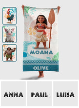 Load image into Gallery viewer, Personalized Moana and Maui Beach Towel Custom Name Gift