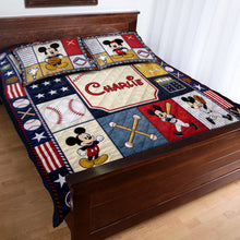 Load image into Gallery viewer, Personalized Mickey Mouse Baseball Quilt Bedding Set Custom Name Gift