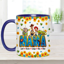 Load image into Gallery viewer, Personalized Accent Mug for Mom with Custom Names & Floral Design