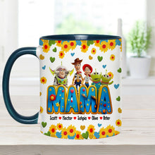 Load image into Gallery viewer, Personalized Accent Mug for Mom with Custom Names & Floral Design