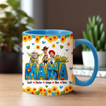 Load image into Gallery viewer, Personalized Accent Mug for Mom with Custom Names & Floral Design