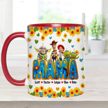Load image into Gallery viewer, Personalized Accent Mug for Mom with Custom Names & Floral Design