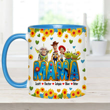 Load image into Gallery viewer, Personalized Accent Mug for Mom with Custom Names & Floral Design