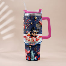 Load image into Gallery viewer, Personalized 40oz Tumbler with 3D Print Handle for Independence Day Gift