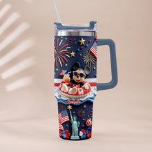 Load image into Gallery viewer, Personalized 40oz Tumbler with 3D Print Handle for Independence Day Gift