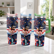 Load image into Gallery viewer, Personalized 40oz Tumbler with 3D Print Handle for Independence Day Gift