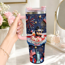 Load image into Gallery viewer, Personalized 40oz Tumbler with 3D Print Handle for Independence Day Gift