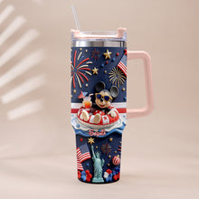 Load image into Gallery viewer, Personalized 40oz Tumbler with 3D Print Handle for Independence Day Gift