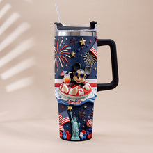 Load image into Gallery viewer, Personalized 40oz Tumbler with 3D Print Handle for Independence Day Gift
