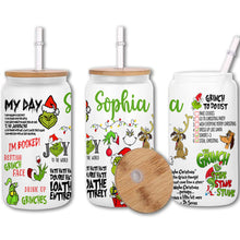 Load image into Gallery viewer, Personalized Grinch Christmas Can Glass Custom Name Gift