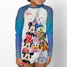 Load image into Gallery viewer, Personalized Disney Character Kid Swim Trunk Rashguard Set