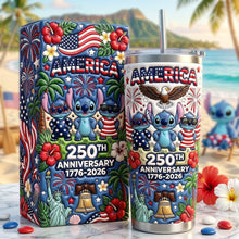 Load image into Gallery viewer, Personalized Cute Blue Alien Tumbler 250th Anniversary Gift with Box