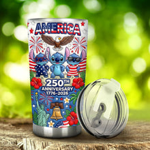 Load image into Gallery viewer, Personalized Cute Blue Alien Tumbler 250th Anniversary Gift with Box