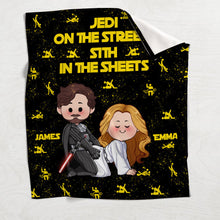 Load image into Gallery viewer, Personalized Jedi in The Streets Sith in The Sheets Blanket - Custom Name Gift for Couples