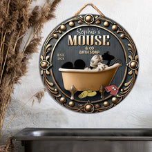 Load image into Gallery viewer, Personalized Round Wood Sign Custom Mouse Bath Soap Decor