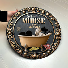 Load image into Gallery viewer, Personalized Round Wood Sign Custom Mouse Bath Soap Decor