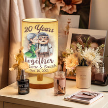 Load image into Gallery viewer, Personalized Table Lamp with Wood Base Custom Couple Gift