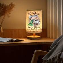 Load image into Gallery viewer, Personalized Table Lamp with Wood Base Custom Couple Gift