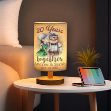 Load image into Gallery viewer, Personalized Table Lamp with Wood Base Custom Couple Gift