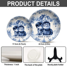 Load image into Gallery viewer, Personalized Ceramic Round Plate Custom Name Gift for Couples