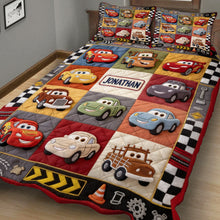 Load image into Gallery viewer, Personalized Cars Themed Quilted Bedding Set for Kids - Gift Idea
