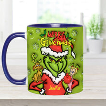 Load image into Gallery viewer, Personalized Merry Grinchmas Accent Mug Custom Name Gift for Christmas