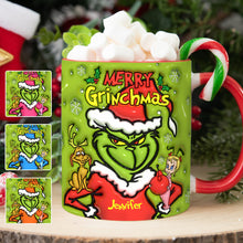 Load image into Gallery viewer, Personalized Merry Grinchmas Accent Mug Custom Name Gift for Christmas