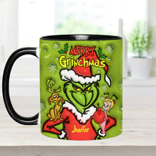 Load image into Gallery viewer, Personalized Merry Grinchmas Accent Mug Custom Name Gift for Christmas