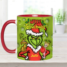 Load image into Gallery viewer, Personalized Merry Grinchmas Accent Mug Custom Name Gift for Christmas