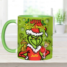 Load image into Gallery viewer, Personalized Merry Grinchmas Accent Mug Custom Name Gift for Christmas