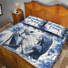 Load image into Gallery viewer, Personalized Nightmare Before Christmas Quilt Set Custom Names Unique Couple Gift