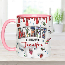 Load image into Gallery viewer, Personalized Christmas Accent Mug Custom Name Holiday Gift
