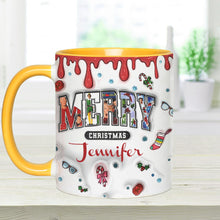 Load image into Gallery viewer, Personalized Christmas Accent Mug Custom Name Holiday Gift
