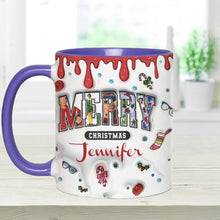 Load image into Gallery viewer, Personalized Christmas Accent Mug Custom Name Holiday Gift