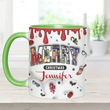 Load image into Gallery viewer, Personalized Christmas Accent Mug Custom Name Holiday Gift