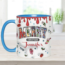 Load image into Gallery viewer, Personalized Christmas Accent Mug Custom Name Holiday Gift