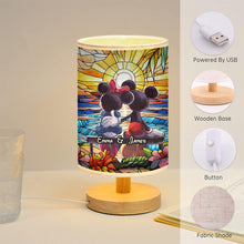 Load image into Gallery viewer, Personalized Mouse Table Lamp with Wood Base Custom Name Gift for Couples
