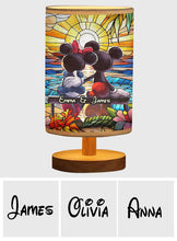 Load image into Gallery viewer, Personalized Mouse Table Lamp with Wood Base Custom Name Gift for Couples