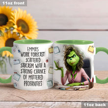 Load image into Gallery viewer, Personalized Christmas Accent Mug with Grinch Design for Holiday Gift