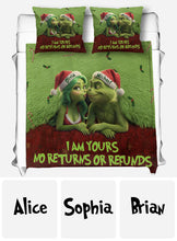 Load image into Gallery viewer, Personalized Grinch Christmas Blanket & Pillow Set Gift for Couple