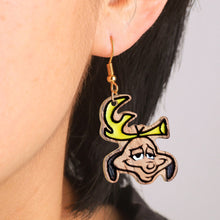 Load image into Gallery viewer, Personalized Wooden Christmas Earrings Custom Grinch Design Gift
