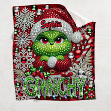 Load image into Gallery viewer, Personalized Grinchmas Blanket Custom Name Holiday Gift