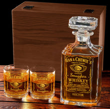 Load image into Gallery viewer, Personalized Whiskey Decanter Set with Custom Name Gift for Dad