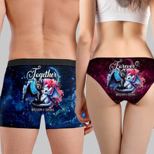 Load image into Gallery viewer, Personalized Dragon Couple Briefs Set Custom Names Gift for Couples