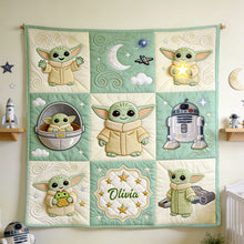 Load image into Gallery viewer, Personalized Baby Yoda Blanket Custom Name Gift for Kids