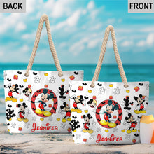 Load image into Gallery viewer, Personalized Mickey Mouse Beach Bag Custom Name Canvas Tote