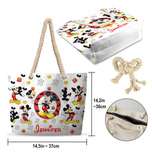 Load image into Gallery viewer, Personalized Mickey Mouse Beach Bag Custom Name Canvas Tote