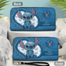 Load image into Gallery viewer, Personalized Leather Wallet with Stitch Design for Mom | Custom Name Gift