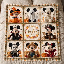 Load image into Gallery viewer, Personalized Mickey Mouse Blanket Custom Name Gift for Halloween